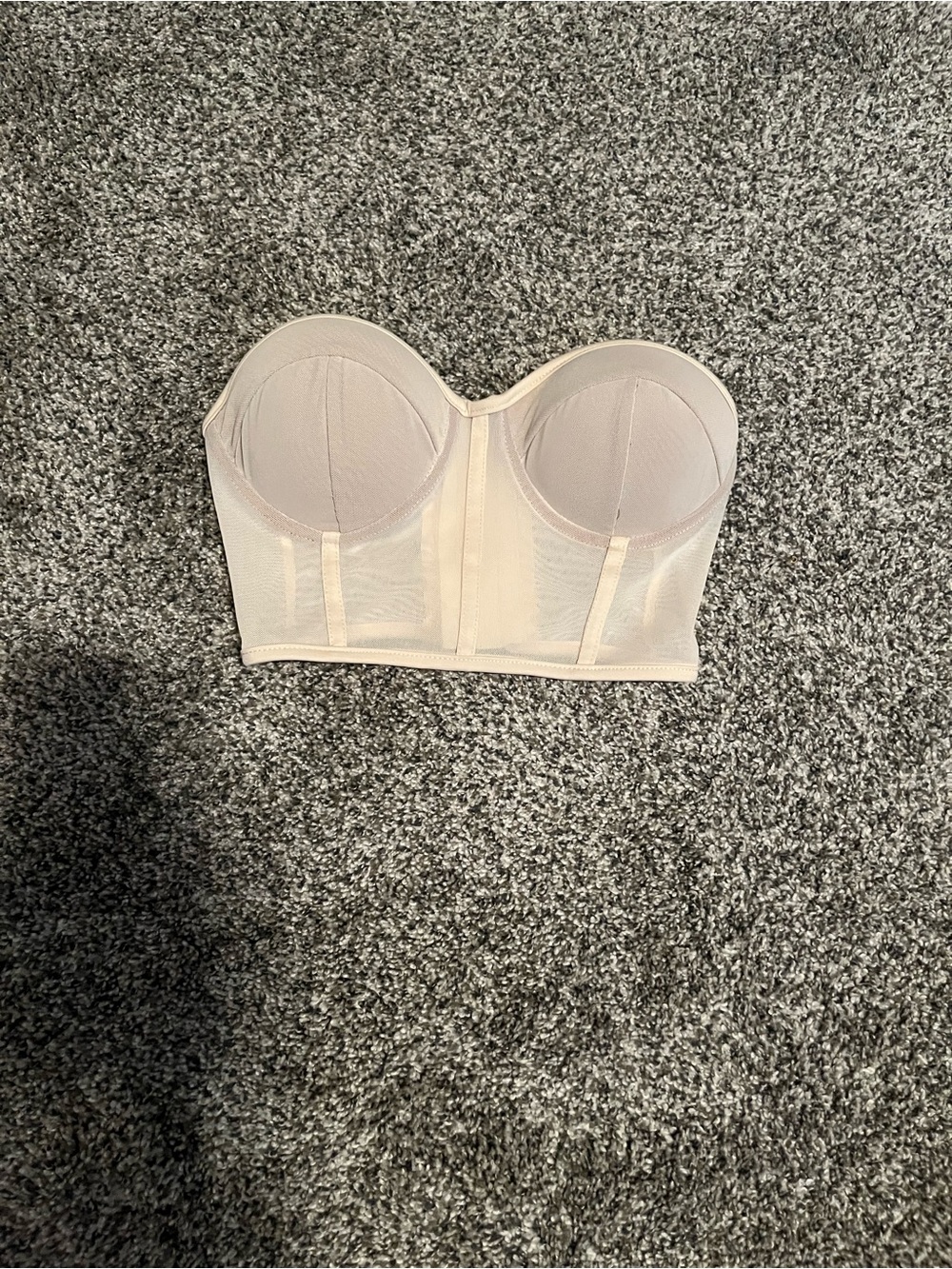 Strapless Longline Bandeau Bra in Light Beige